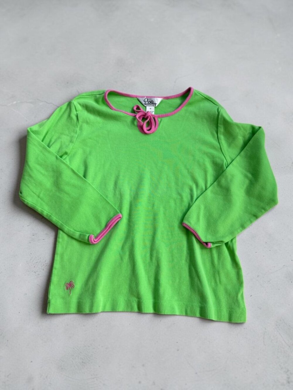 LILLY PULITZER Girls Green Pink Long Sleeve Shirt Size 14